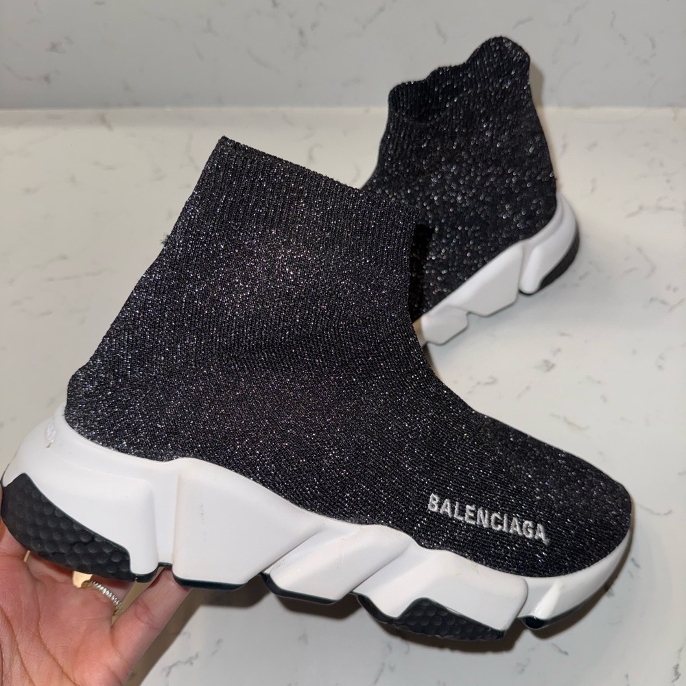 Balenciaga Black Glitter Sock Sneakers